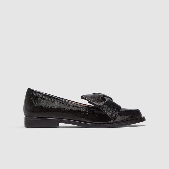 Zara black leather loafers with bow - Picture 2 of 5
